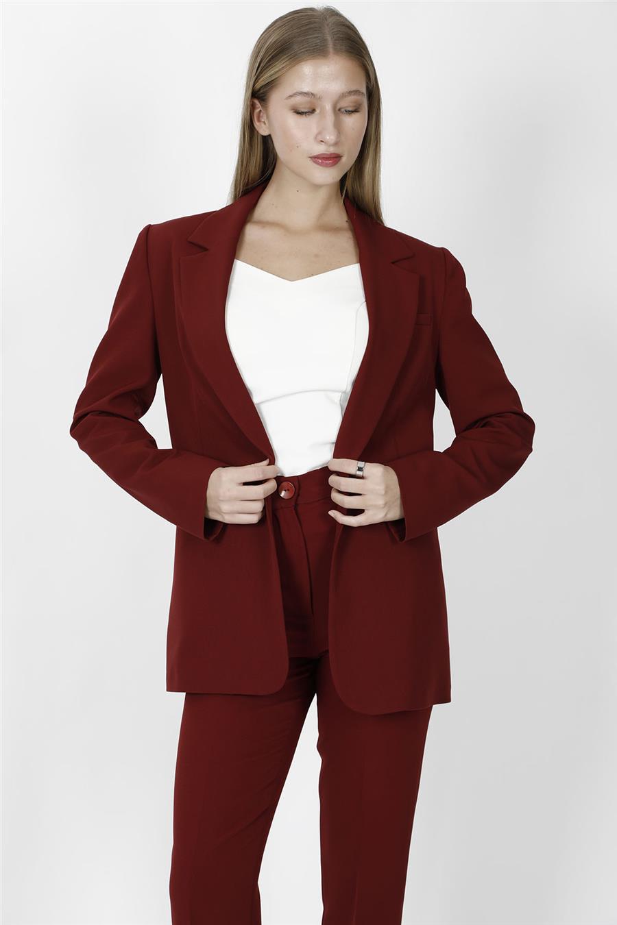 Erkek Yaka Oversize Ceket-Bordo