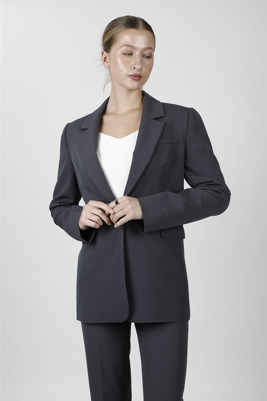 Erkek Yaka Oversize Ceket-Füme