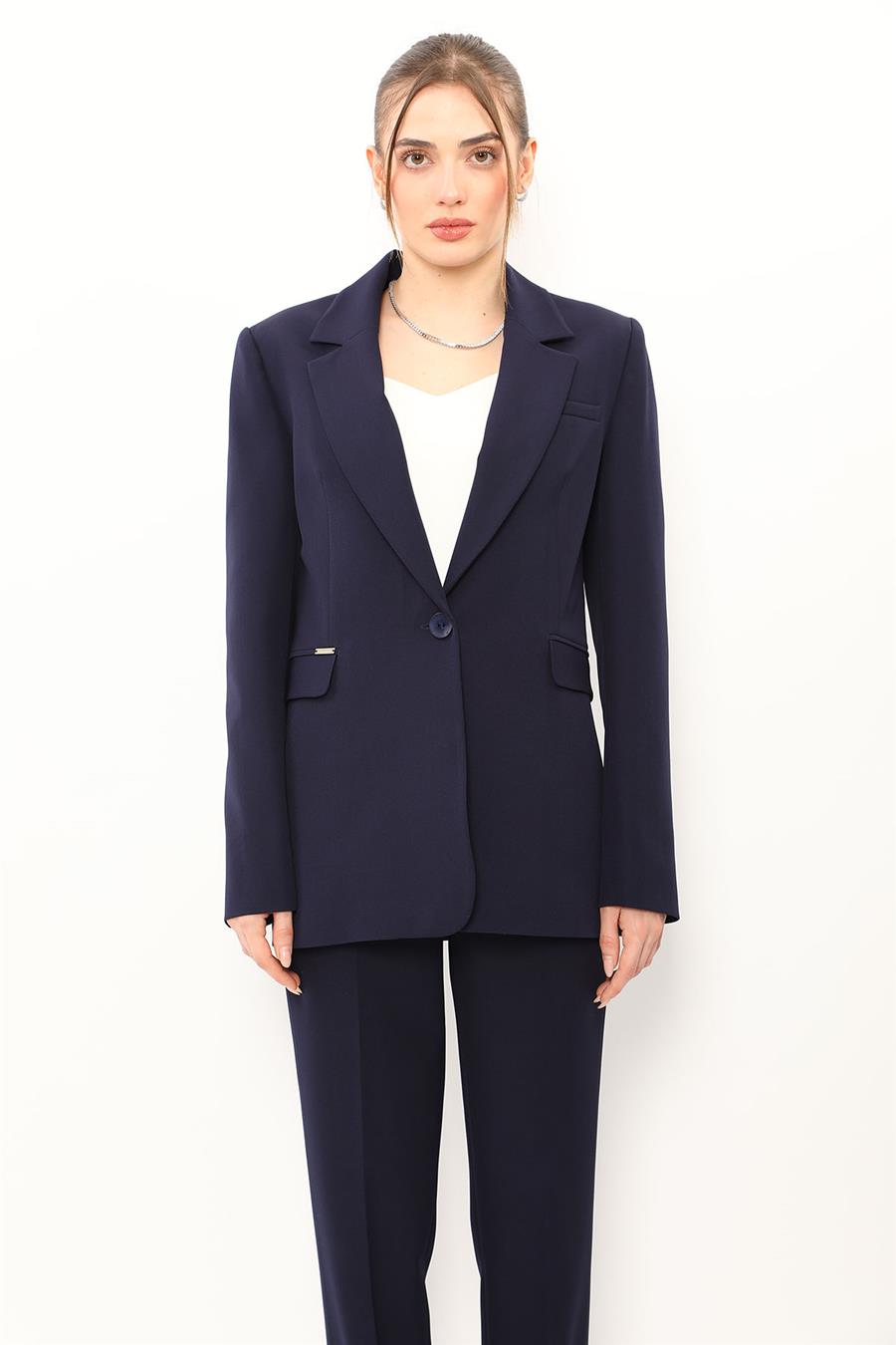 Erkek Yaka Oversize Ceket-Lacivert