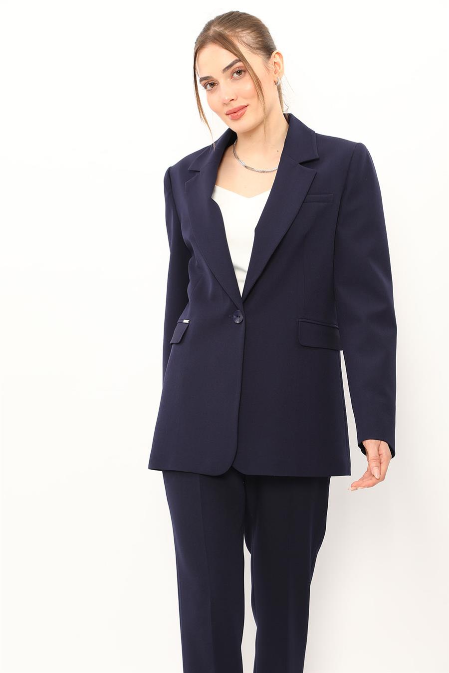 Erkek Yaka Oversize Ceket-Lacivert