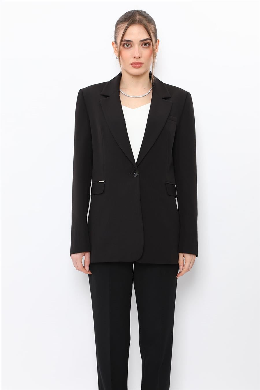 Erkek Yaka Oversize Ceket-Siyah