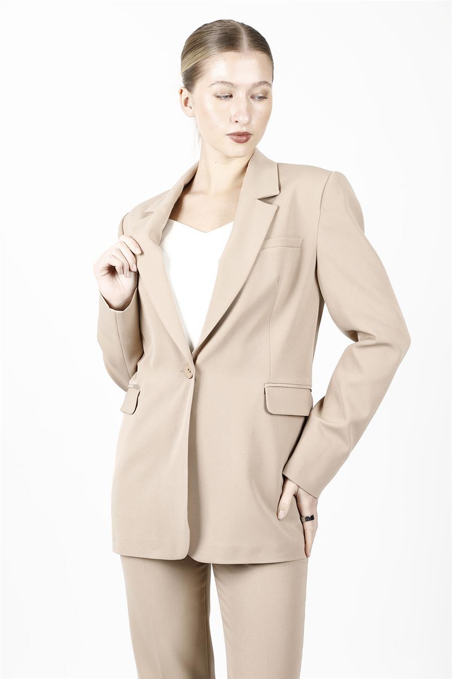 Erkek Yaka Oversize Ceket-Taş