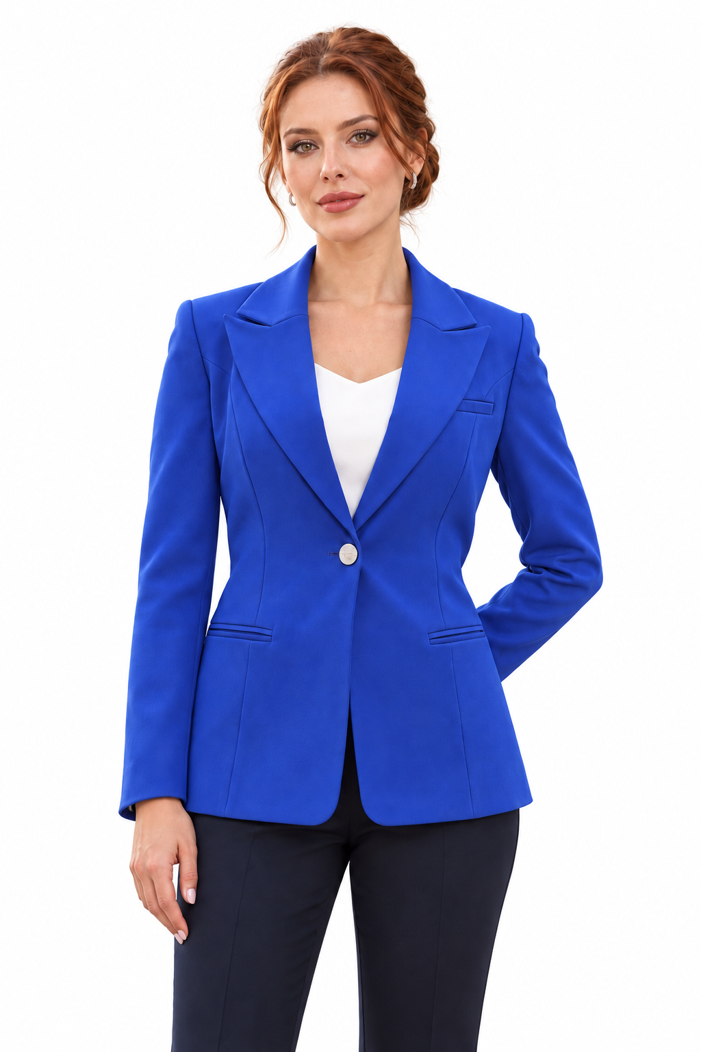 Erkek Yaka Tek Düğmeli Klasik Ceket - 1025100-Saks