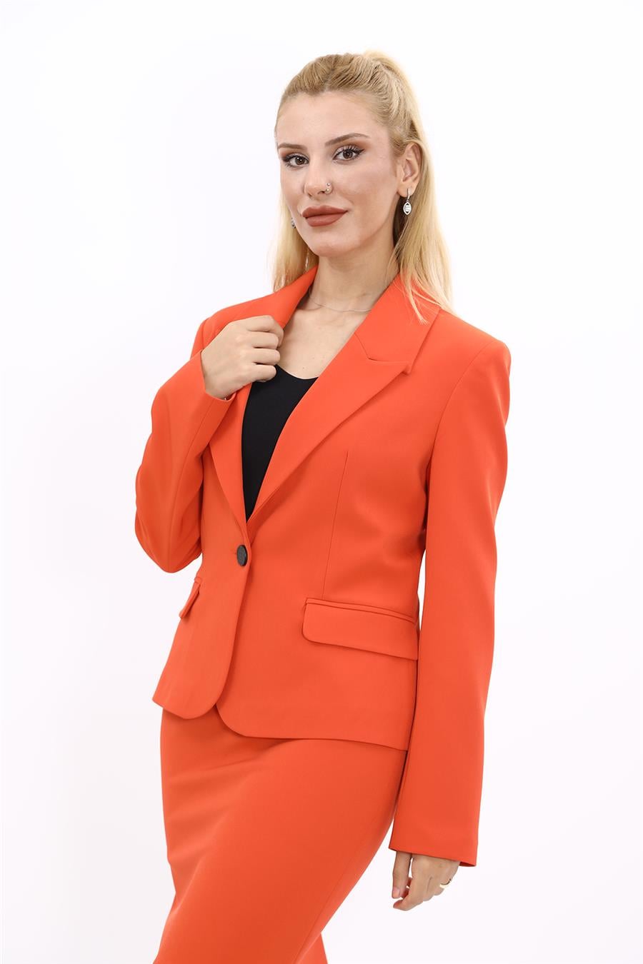 Erkek Yaka Tek Düğmeli Klasik Ceket-Turuncu - 1045100
