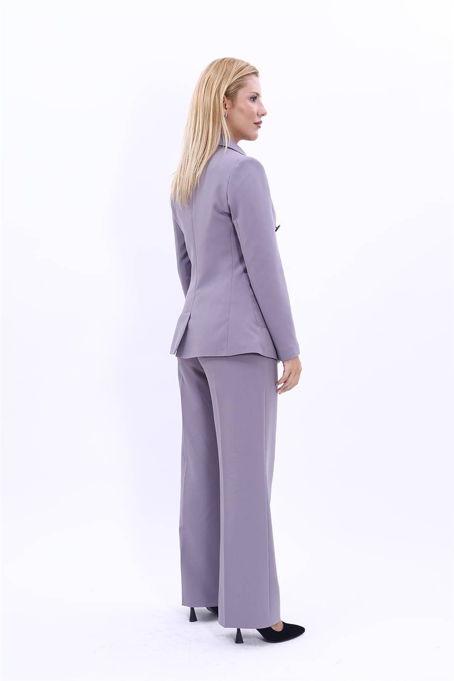 Erkek Yaka Torba Cepli Klasik Ceket & Bol Paça Pantolon-Antrasit - 1062520