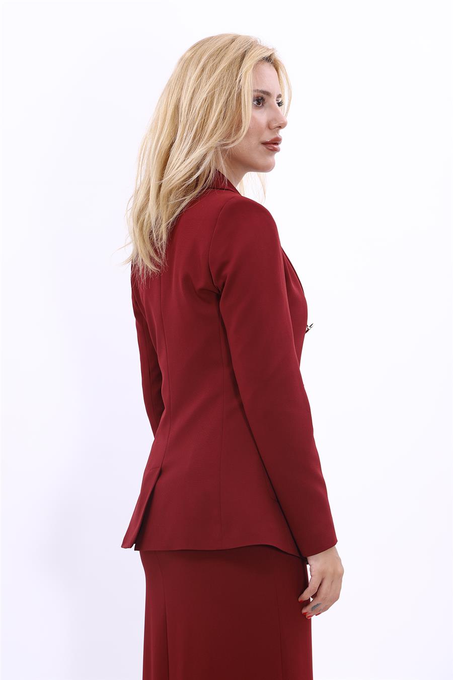 Erkek Yaka Torba Cepli Klasik Ceket-Bordo - 1062100