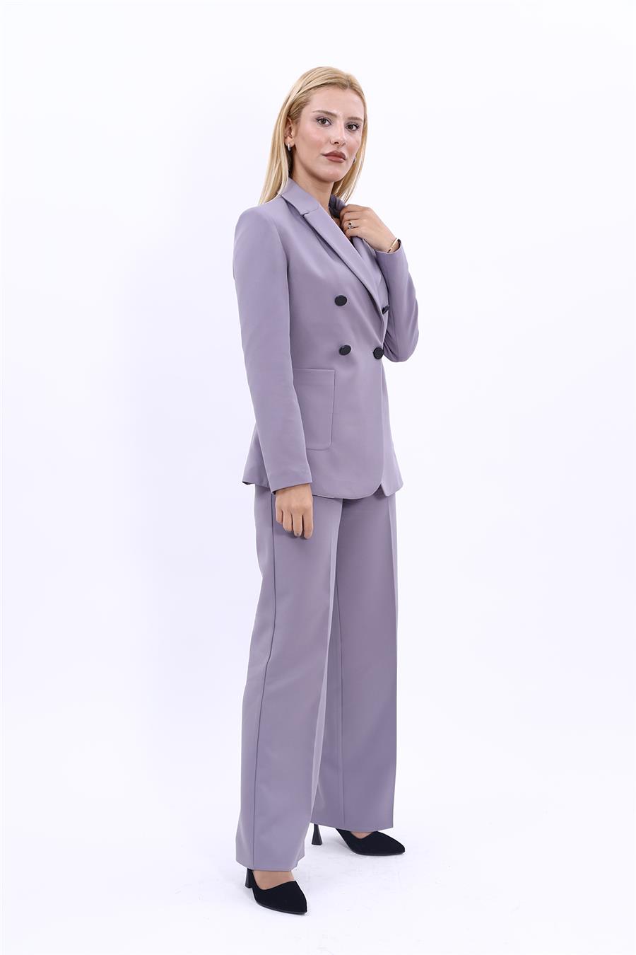 Erkek Yaka Torba Cepli Klasik Ceket & Bol Paça Pantolon-Antrasit - 1062520