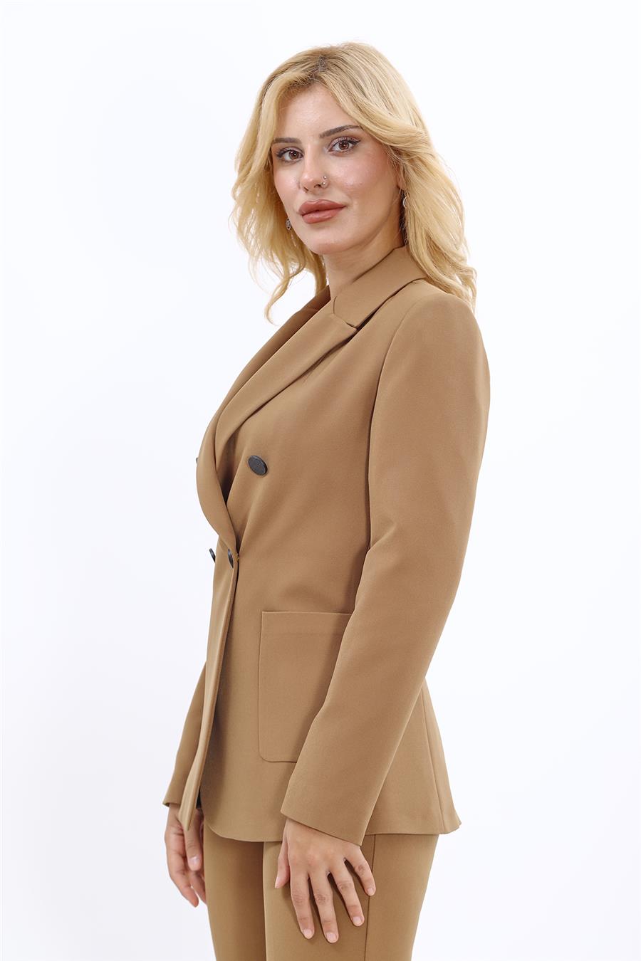 Erkek Yaka Torba Cepli Klasik Ceket-Camel