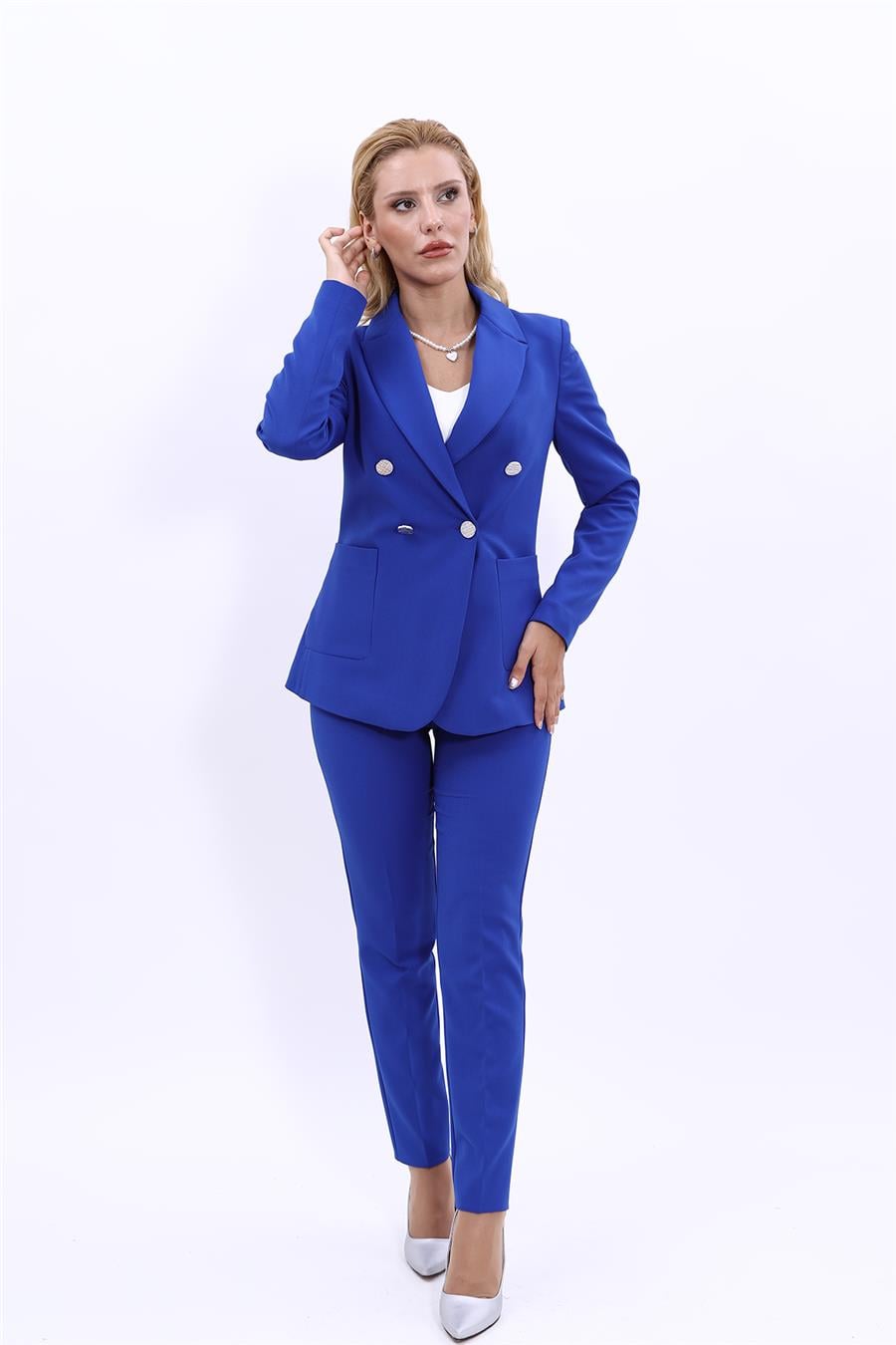 Erkek Yaka Torba Cepli Klasik Ceket & Dar Paça Pantolon-Saks