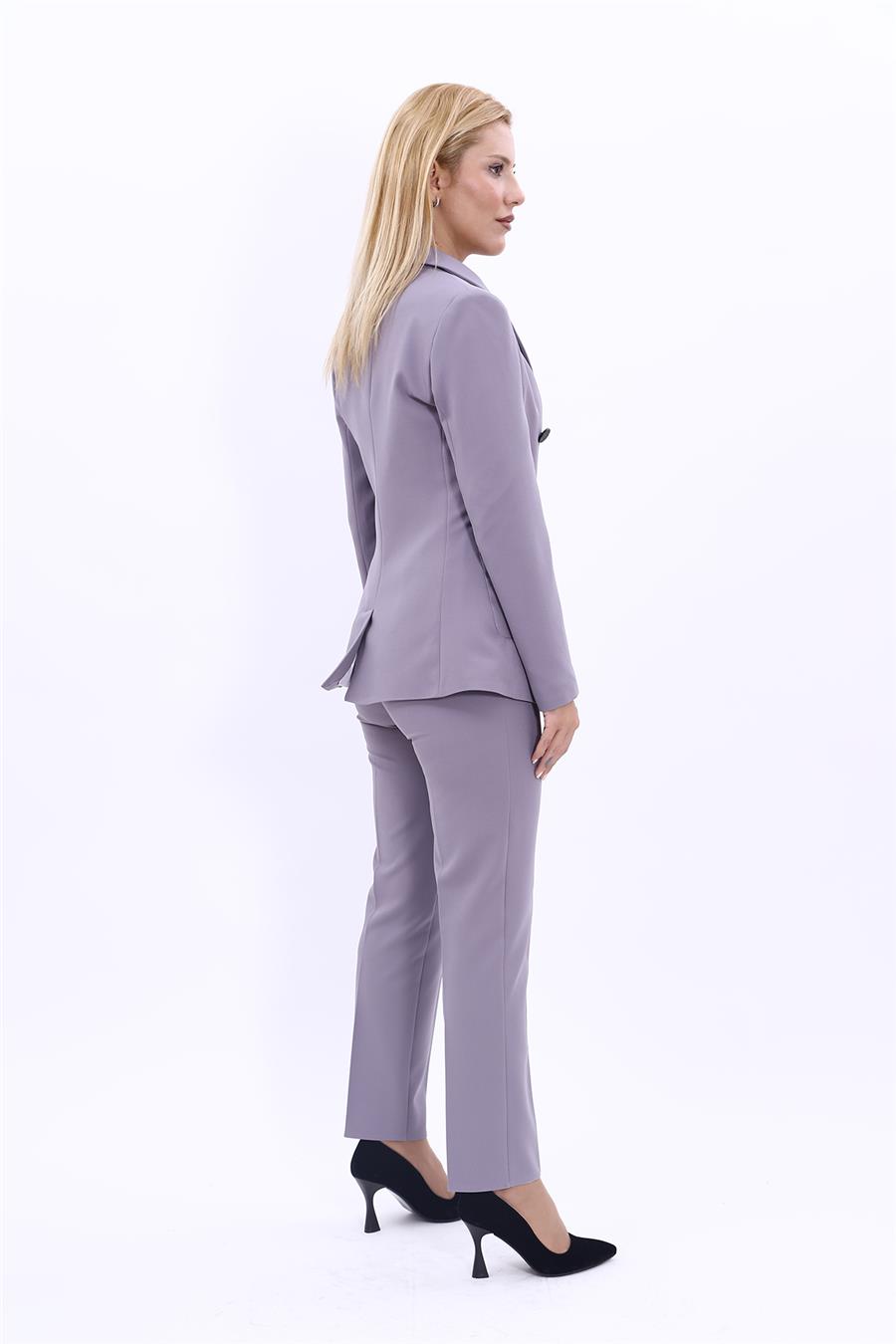 Erkek Yaka Torba Cepli Klasik Ceket & Dar Paça Pantolon-Antrasit - 1062510
