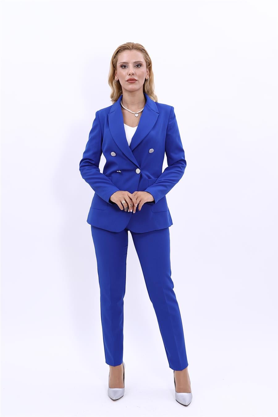 Erkek Yaka Torba Cepli Klasik Ceket & Dar Paça Pantolon-Saks