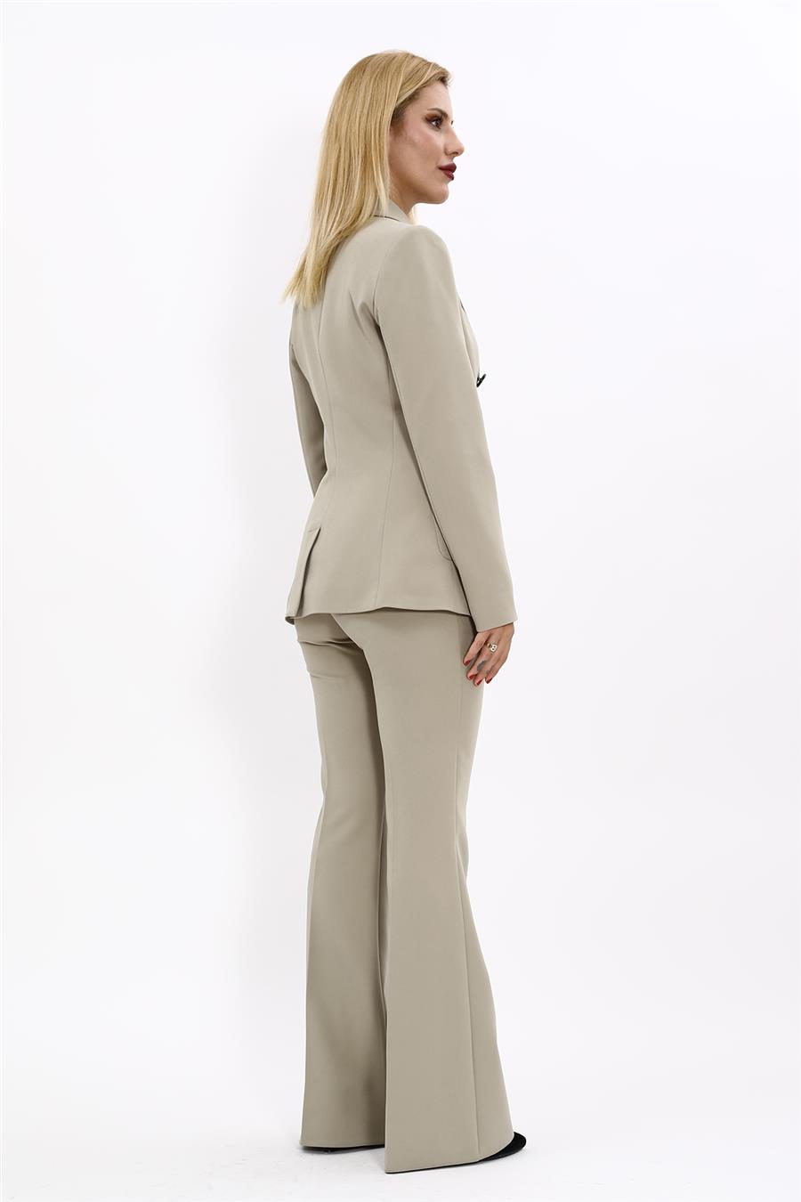 Erkek Yaka Torba Cepli Klasik Ceket & İspanyol Paça Pantolon-Bambu - 1062530