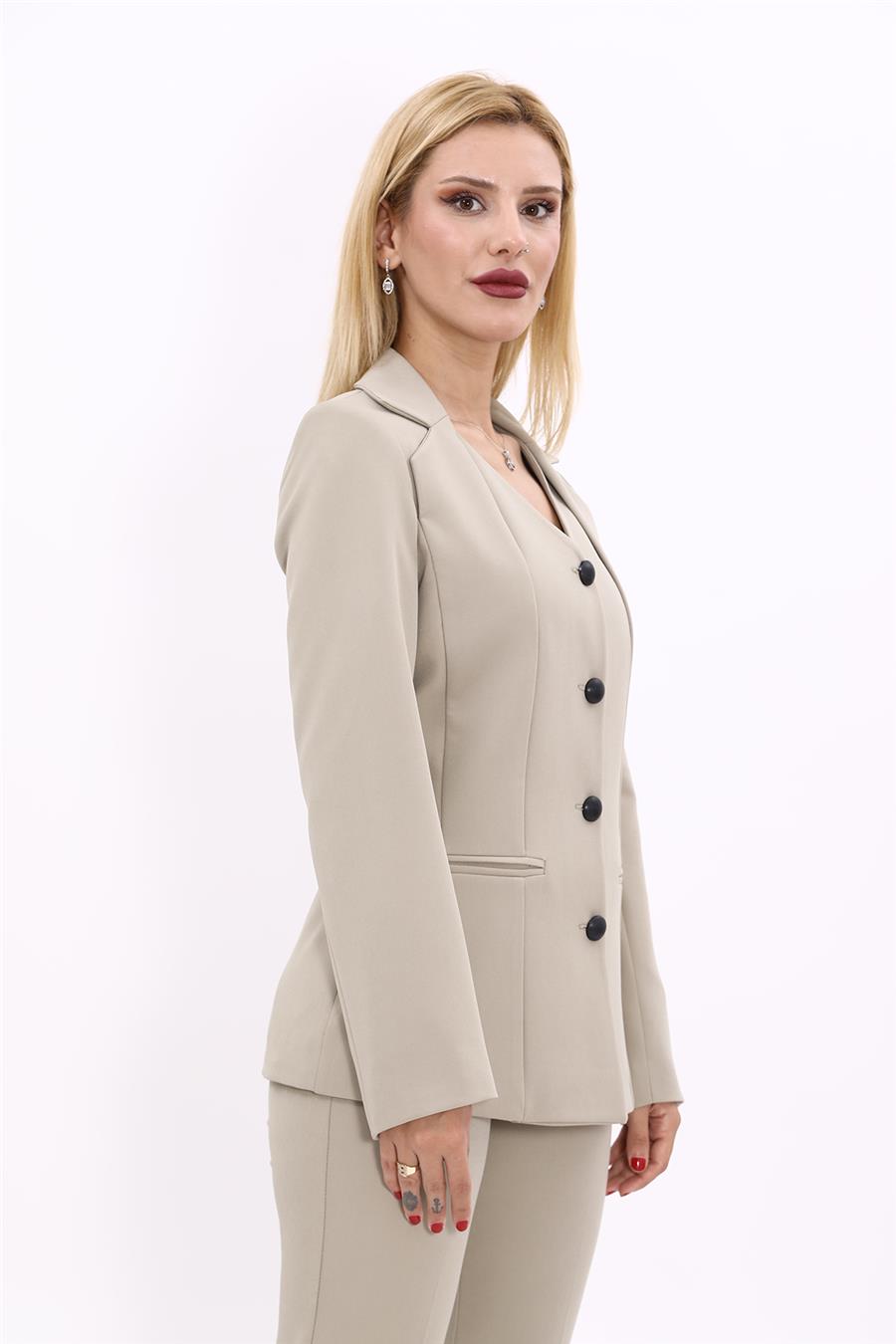 Erkek Yaka Yelek Ceket-Bambu - 1076100