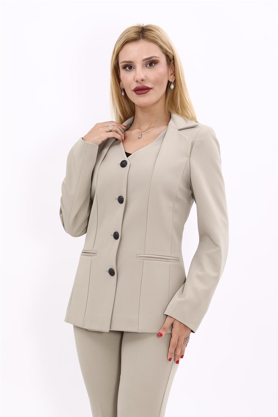 Erkek Yaka Yelek Ceket-Bambu - 1076100