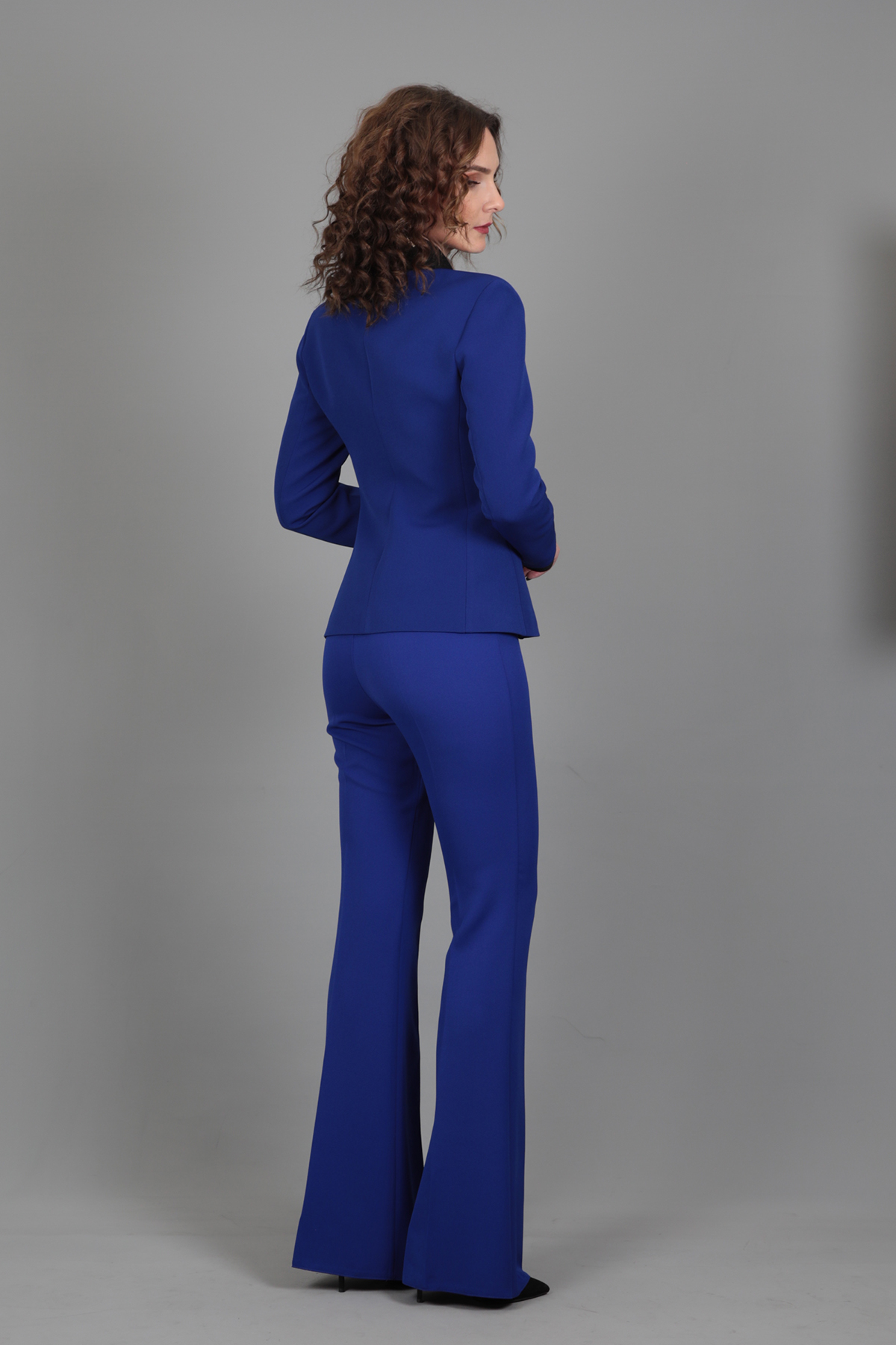 Garnili Ceket & İspanyol  Paça Pantolon Takım-Saks - 1056530