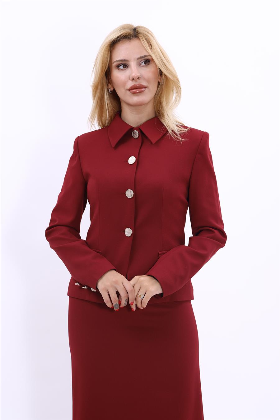 Gömlek Yaka Klasik Ceket-Bordo