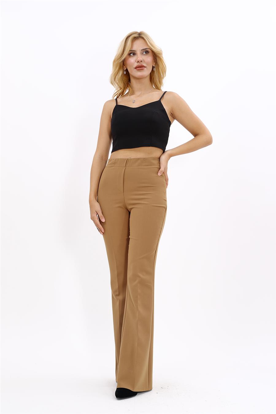 İspanyol Paça Pantolon-Camel - 5003100
