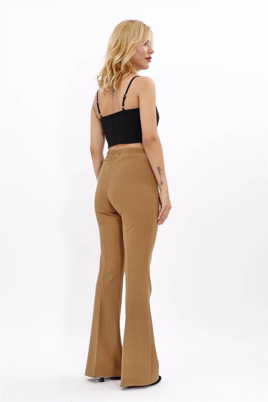 İspanyol Paça Pantolon-Camel - 5003100