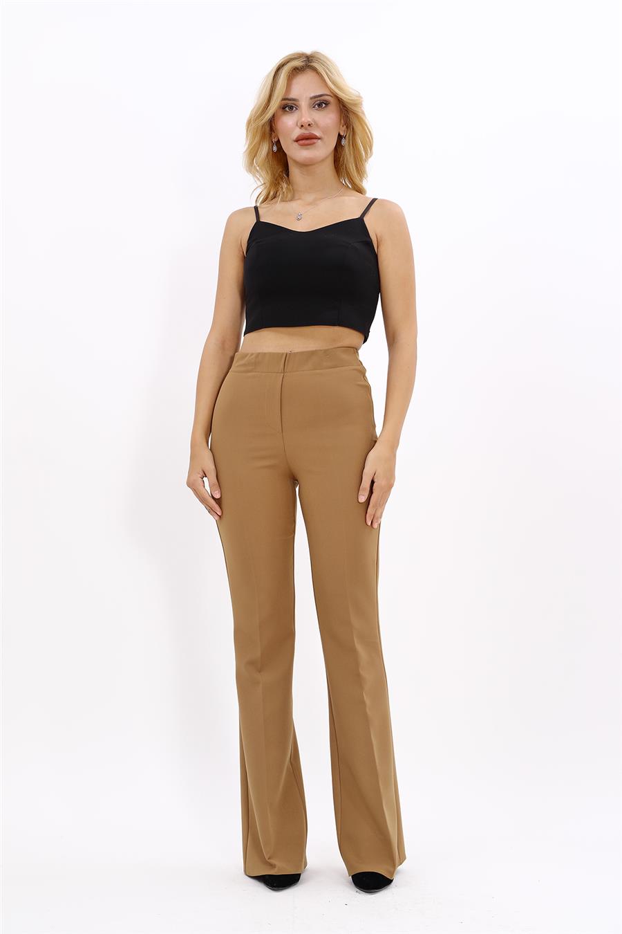 İspanyol Paça Pantolon-Camel - 5003100
