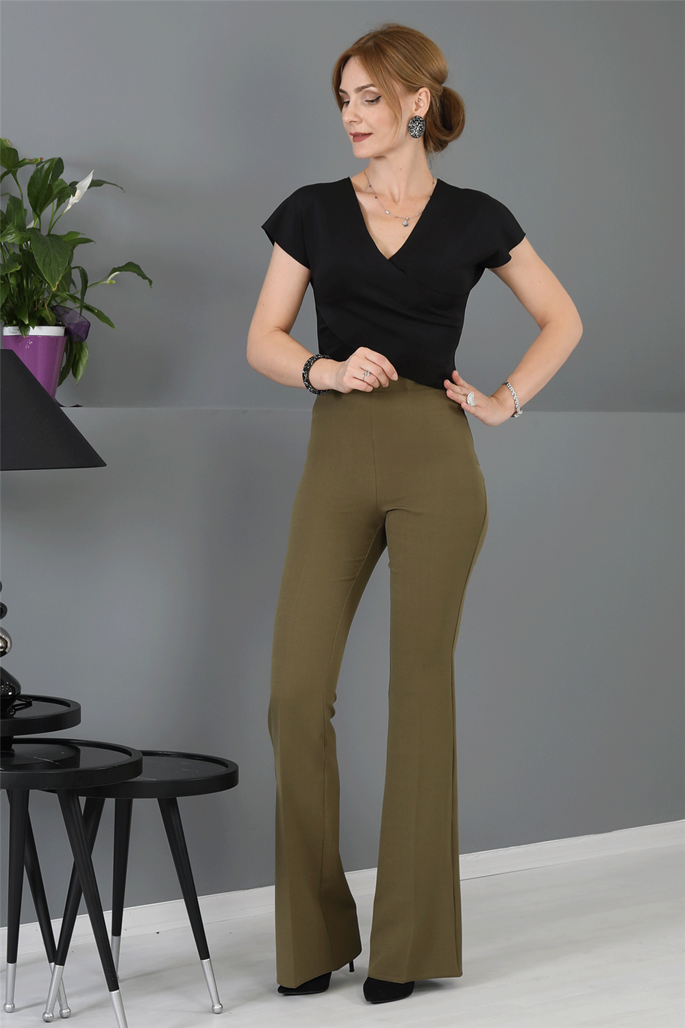İspanyol Paça Pantolon-Haki - 5003100
