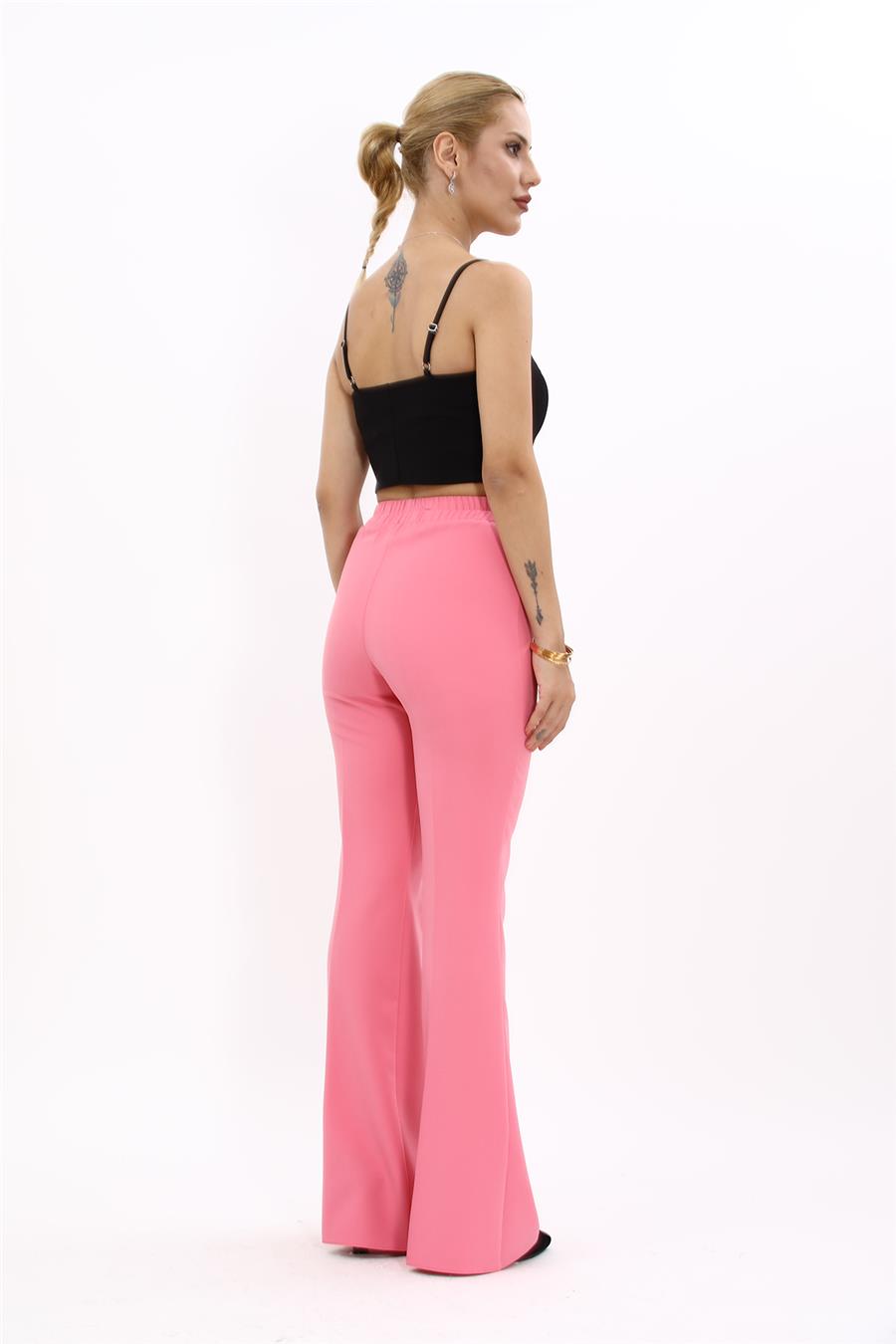 İspanyol Paça Pantolon-Pembe