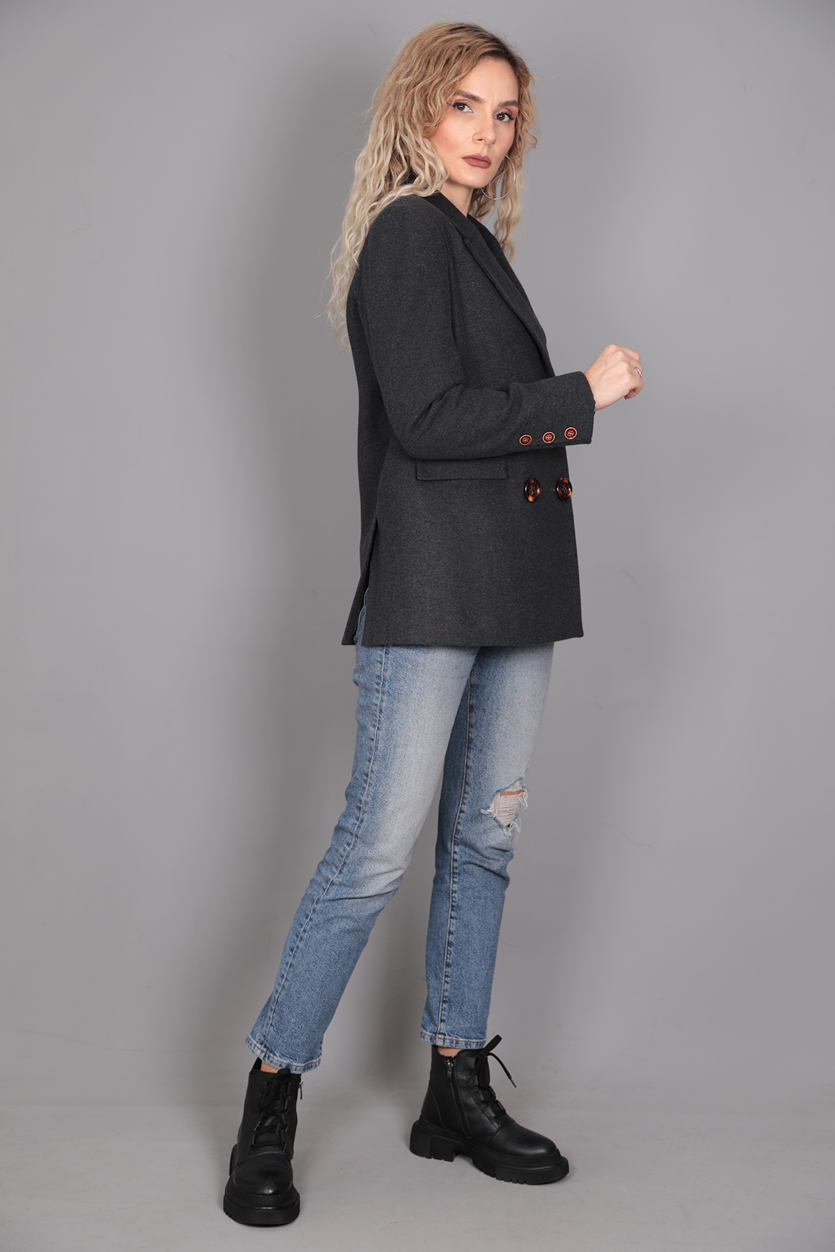 Kaşe Blazer Ceket-Füme - 1067100