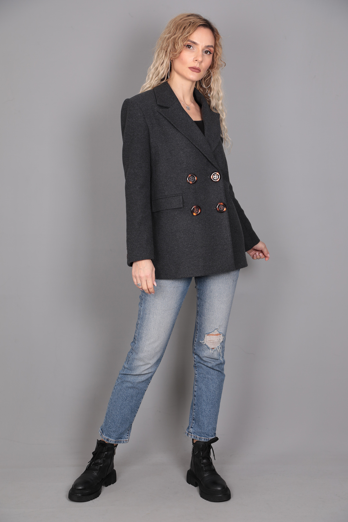 Kaşe Blazer Ceket-Füme - 1067100
