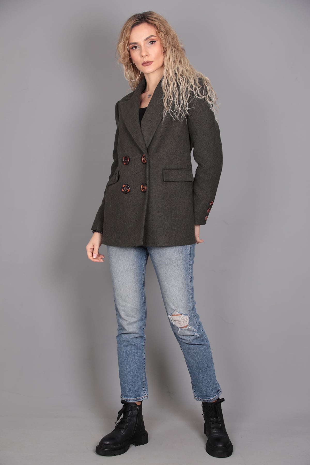 Kaşe Blazer Ceket-Haki - 1067100