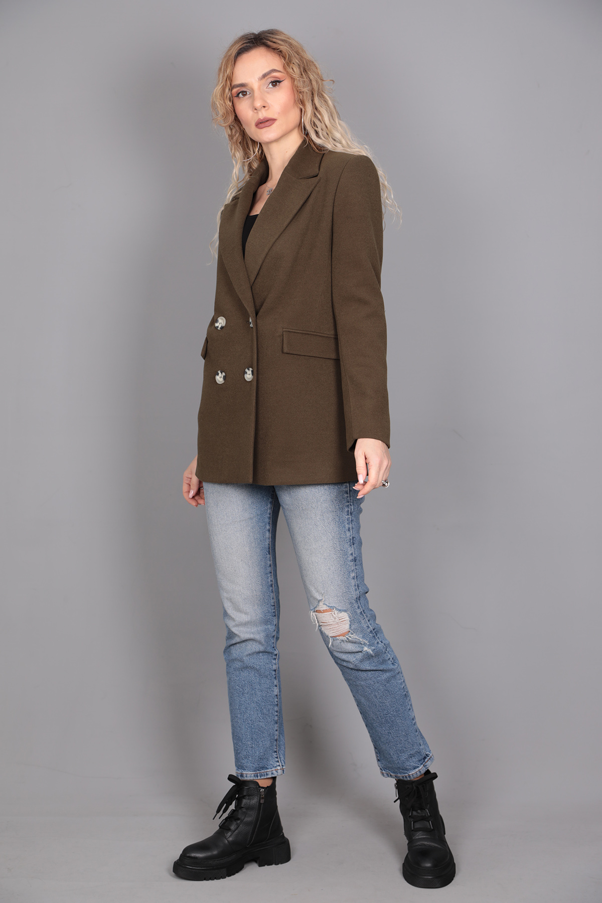 Kaşe Oversıze Blazer Ceket-Haki