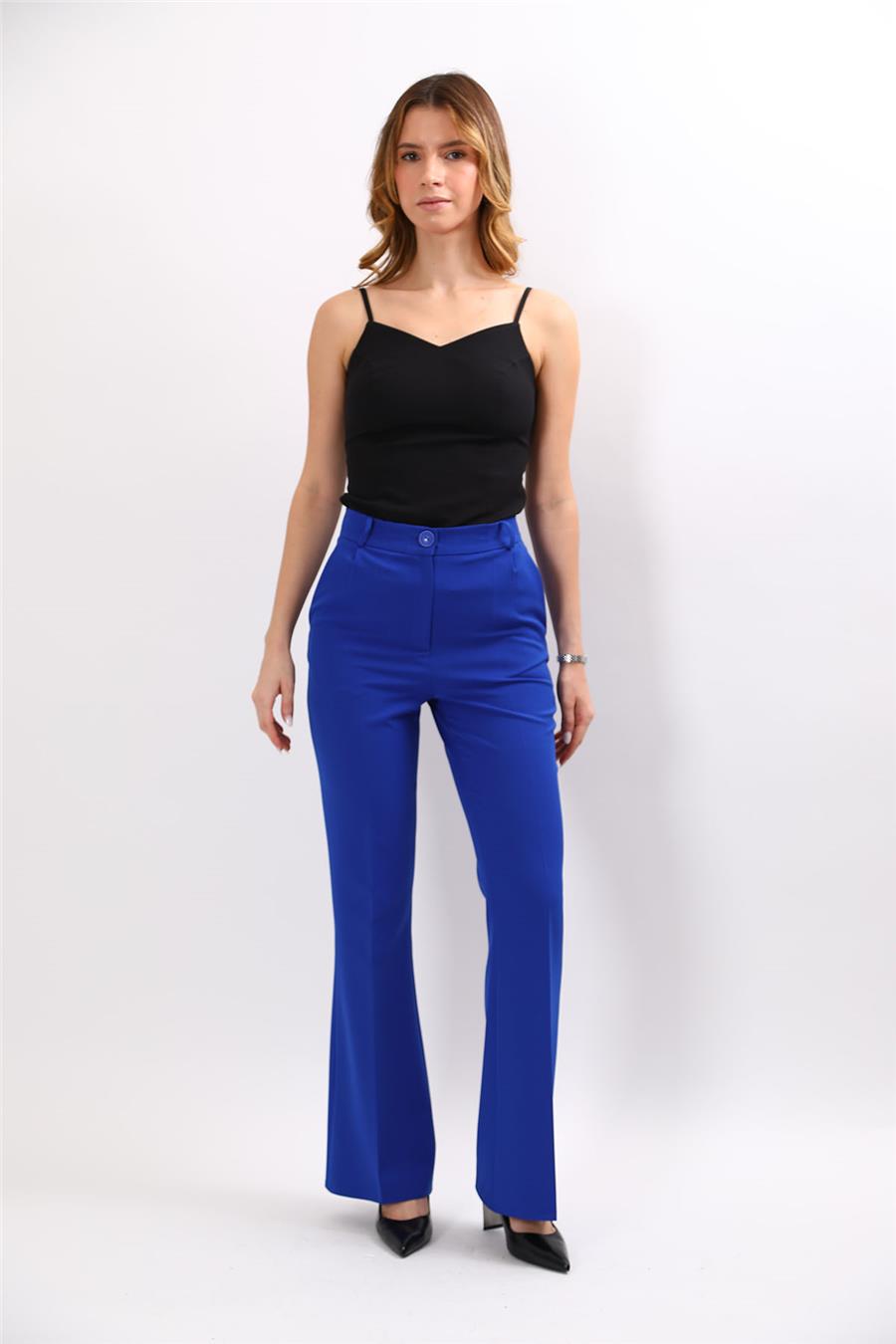 Kemerli İspanyol Paça Pantolon-Saks - 5006100