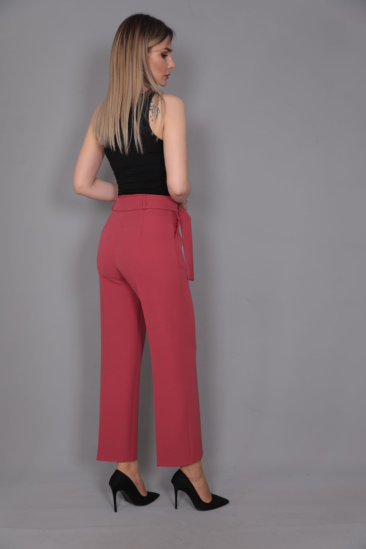 Tokalı Kemerli Pantolon-Kiremit - 5028100