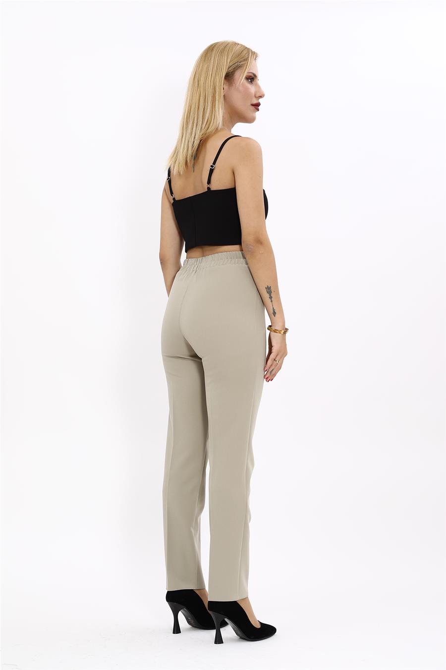 Lastikli Dar Paça Pantolon-Bambu - 5014100