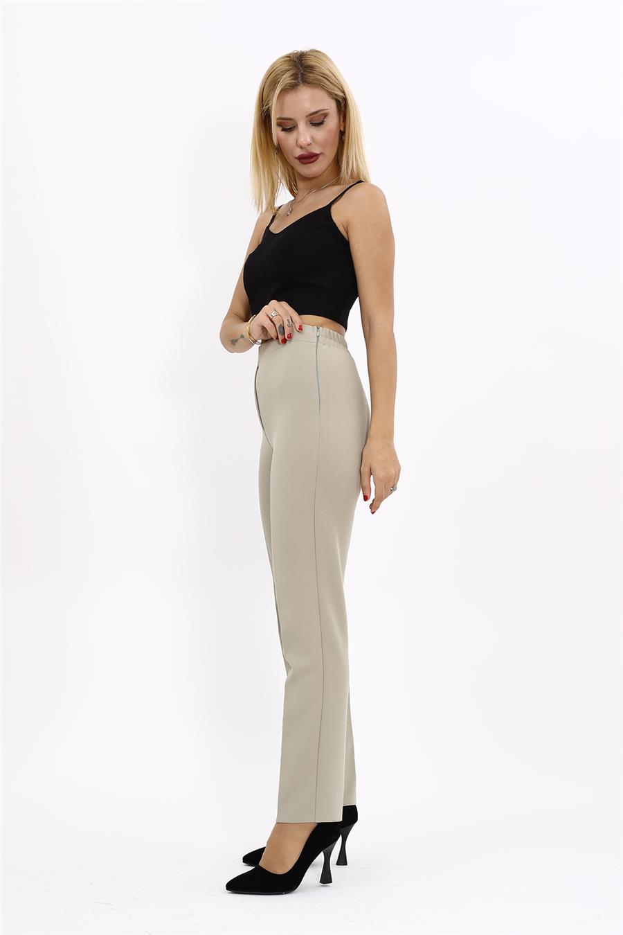 Lastikli Dar Paça Pantolon-Bambu - 5014100