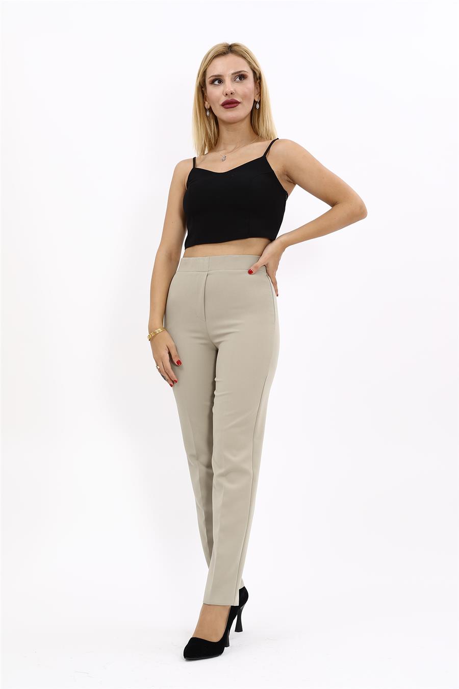 Lastikli Dar Paça Pantolon-Bambu - 5014100