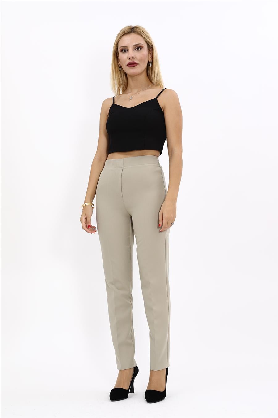 Lastikli Dar Paça Pantolon-Bambu - 5014100
