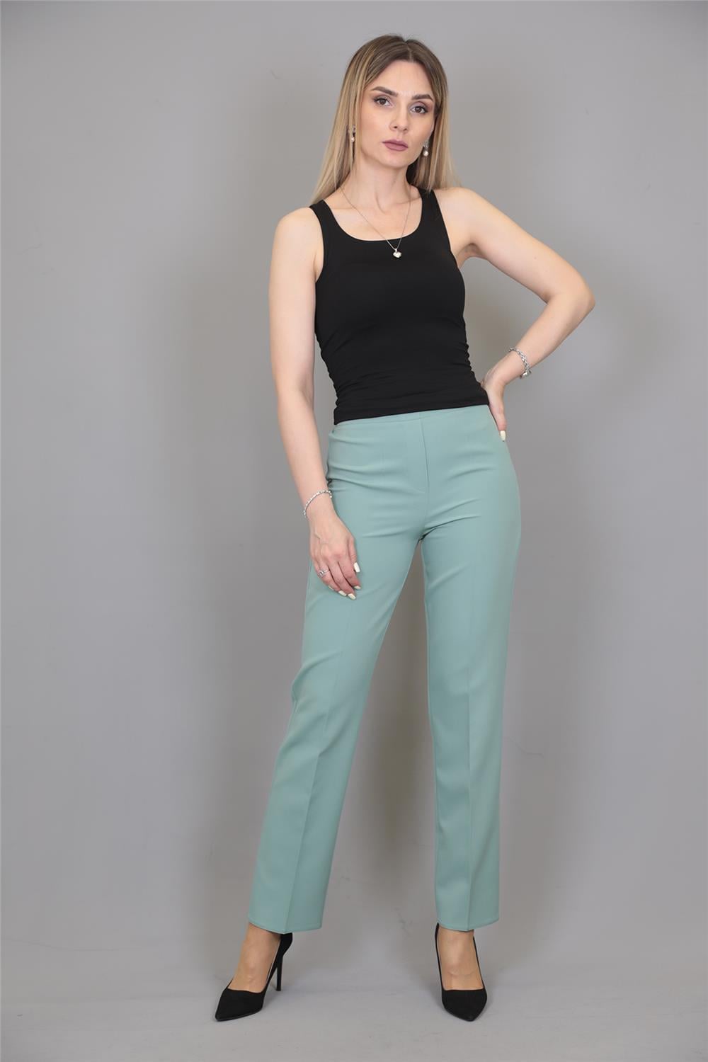 Lastikli Dar Paça Pantolon-Çağla - 5014100