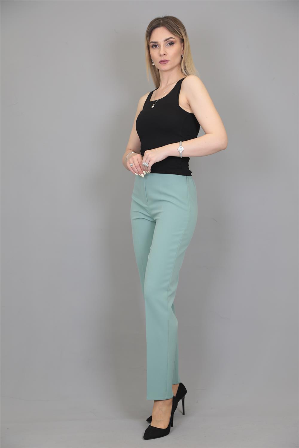 Lastikli Dar Paça Pantolon-Çağla - 5014100
