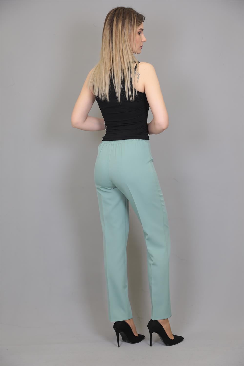 Lastikli Dar Paça Pantolon-Çağla - 5014100