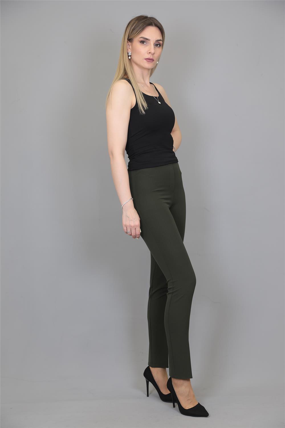 Lastikli Dar Paça Pantolon-Haki - 5014100
