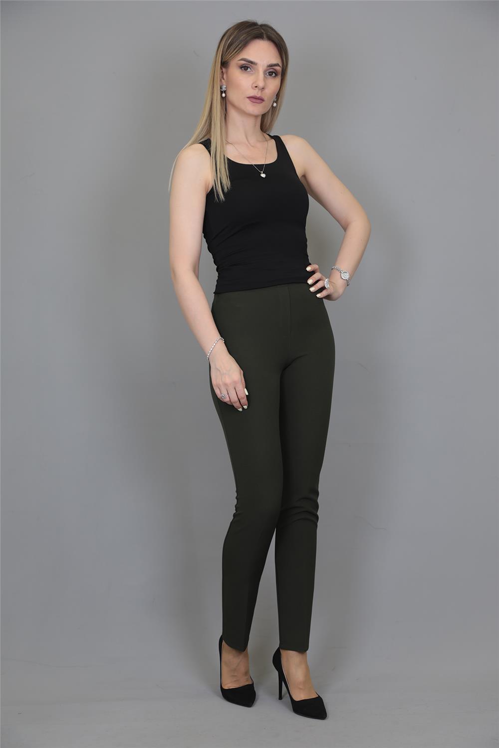 Lastikli Dar Paça Pantolon-Haki - 5014100