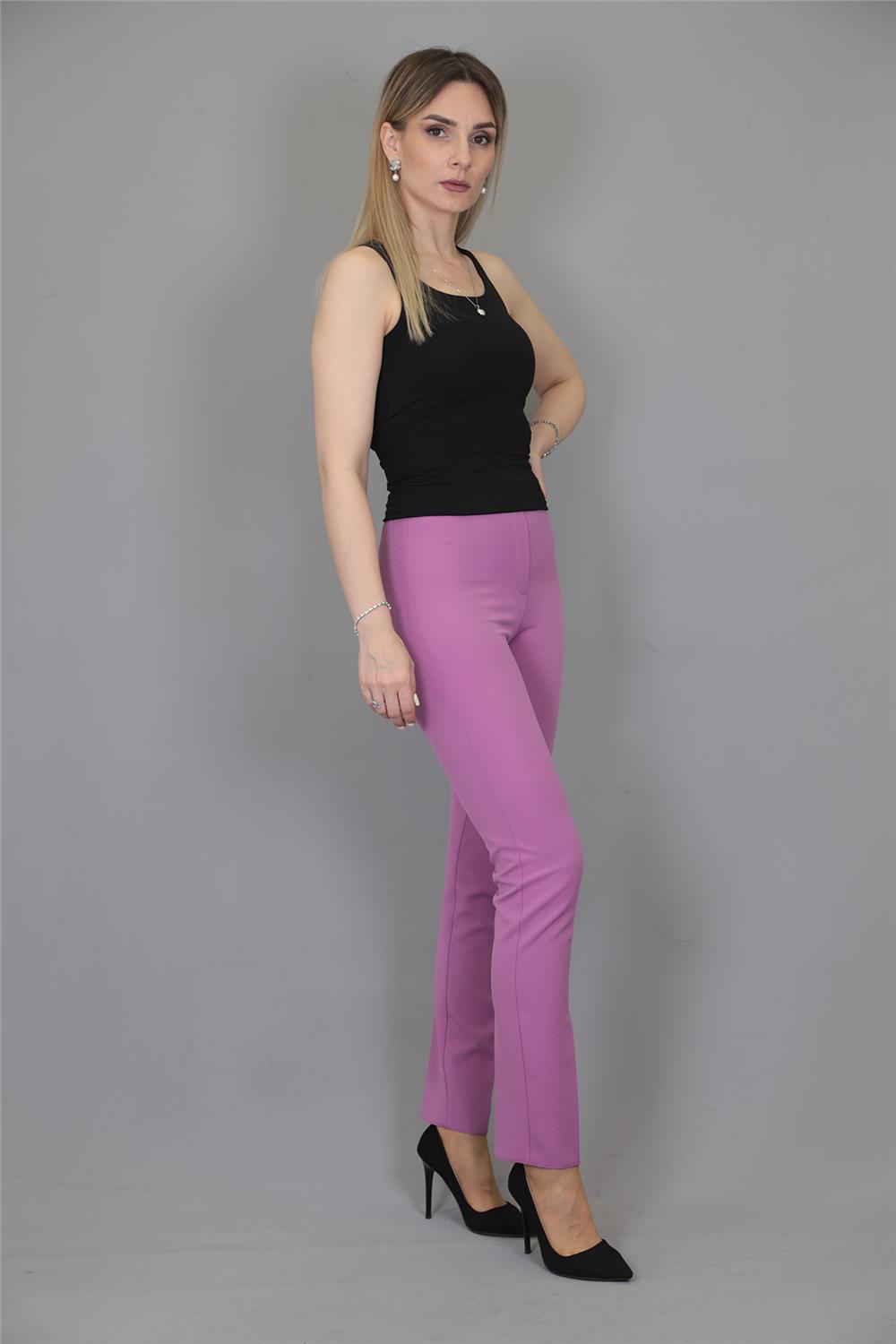 Lastikli Dar Paça Pantolon-Leylak - 5014100