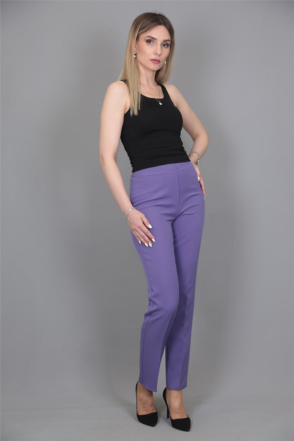 Lastikli Dar Paça Pantolon-Lila - 5014100