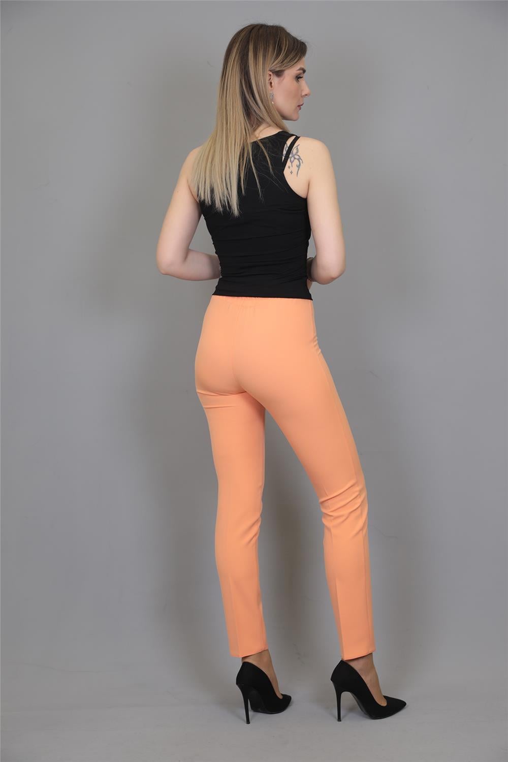 Lastikli Dar Paça Pantolon-Şeftali - 5014100