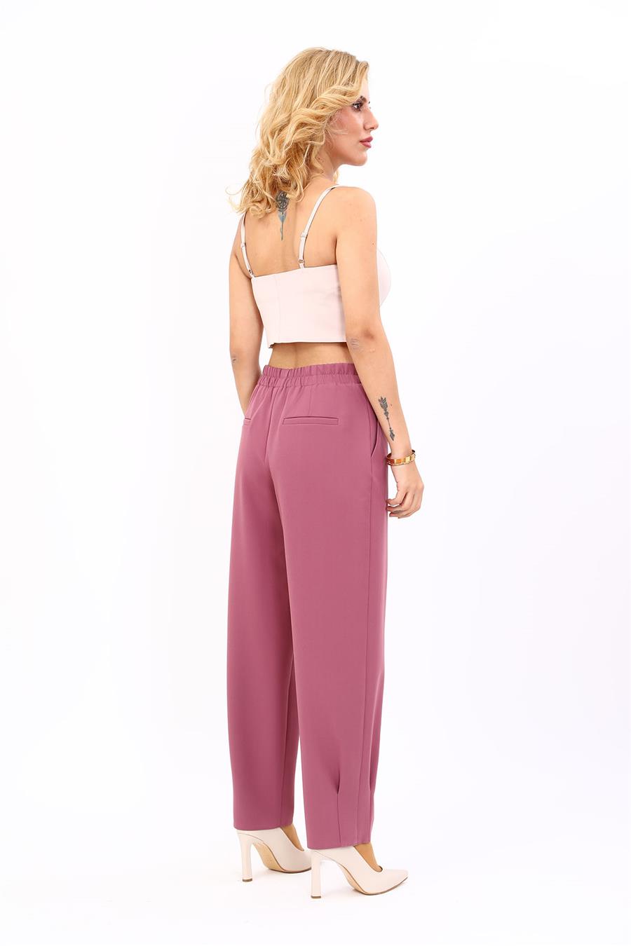 Paçası Pileli Pantolon-Rose - 5032100