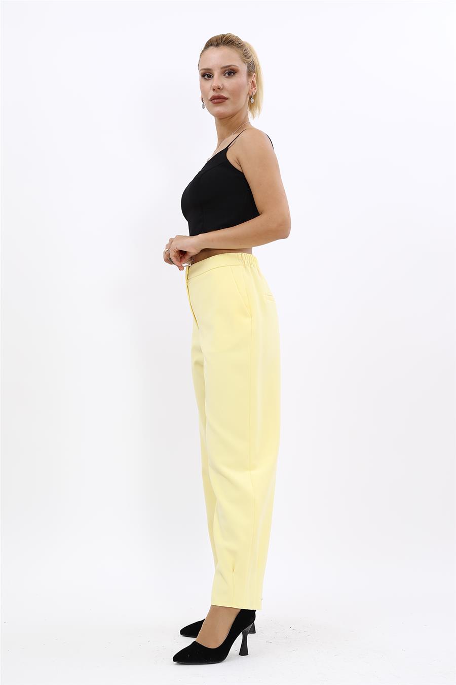 Paçası Pileli Pantolon-Sarı - 5032100