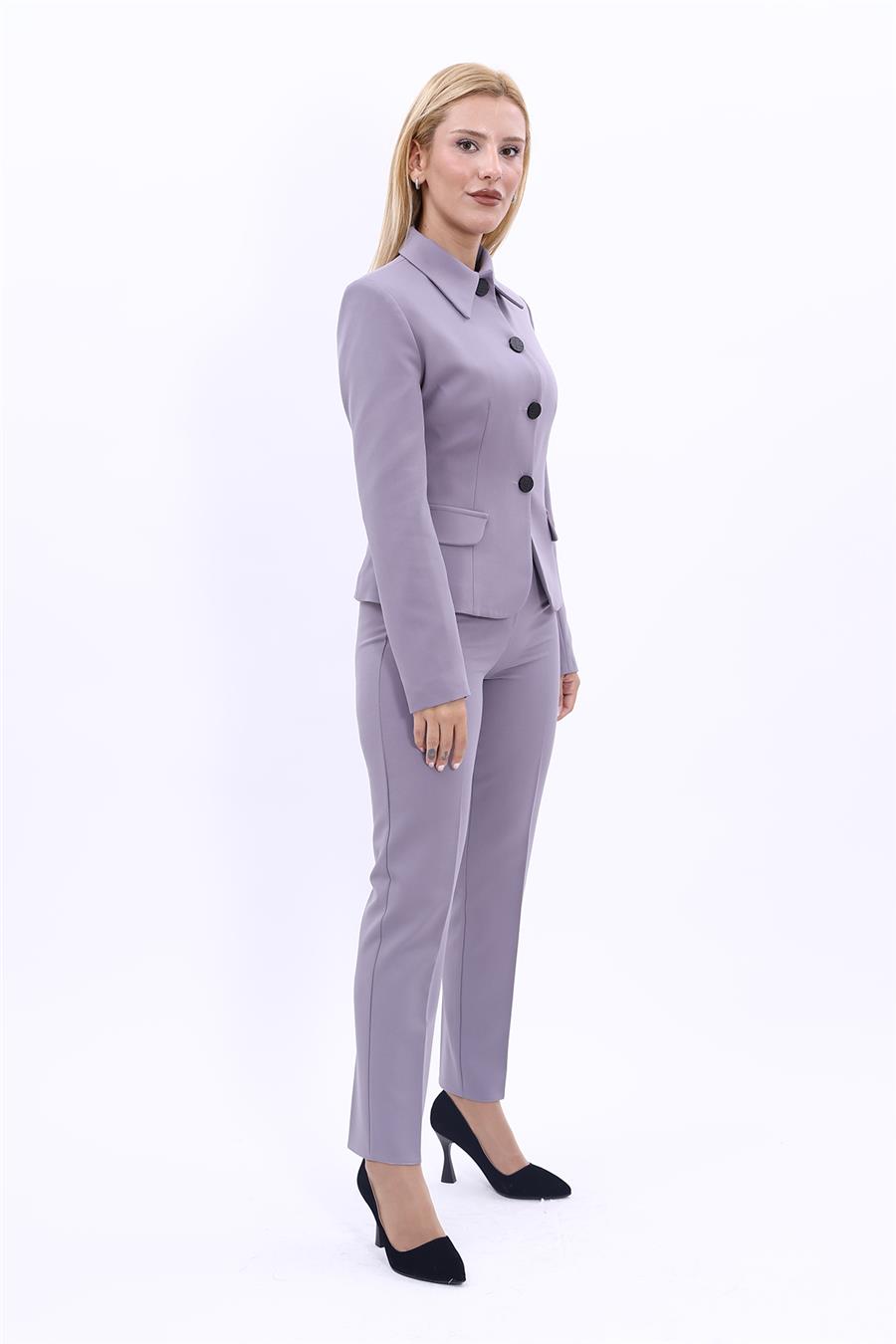 Peplum Ceket & Boru Paça Pantolon Takım-Antrasit - 1054510
