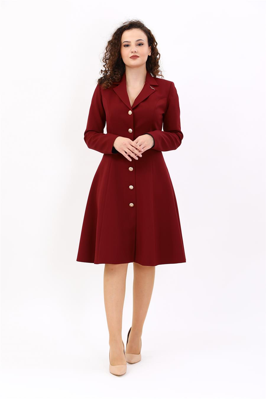 Prenses Elbise-Bordo - 9031100