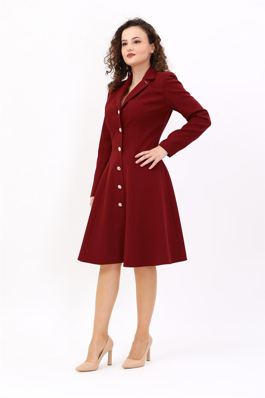 Prenses Elbise-Bordo - 9031100