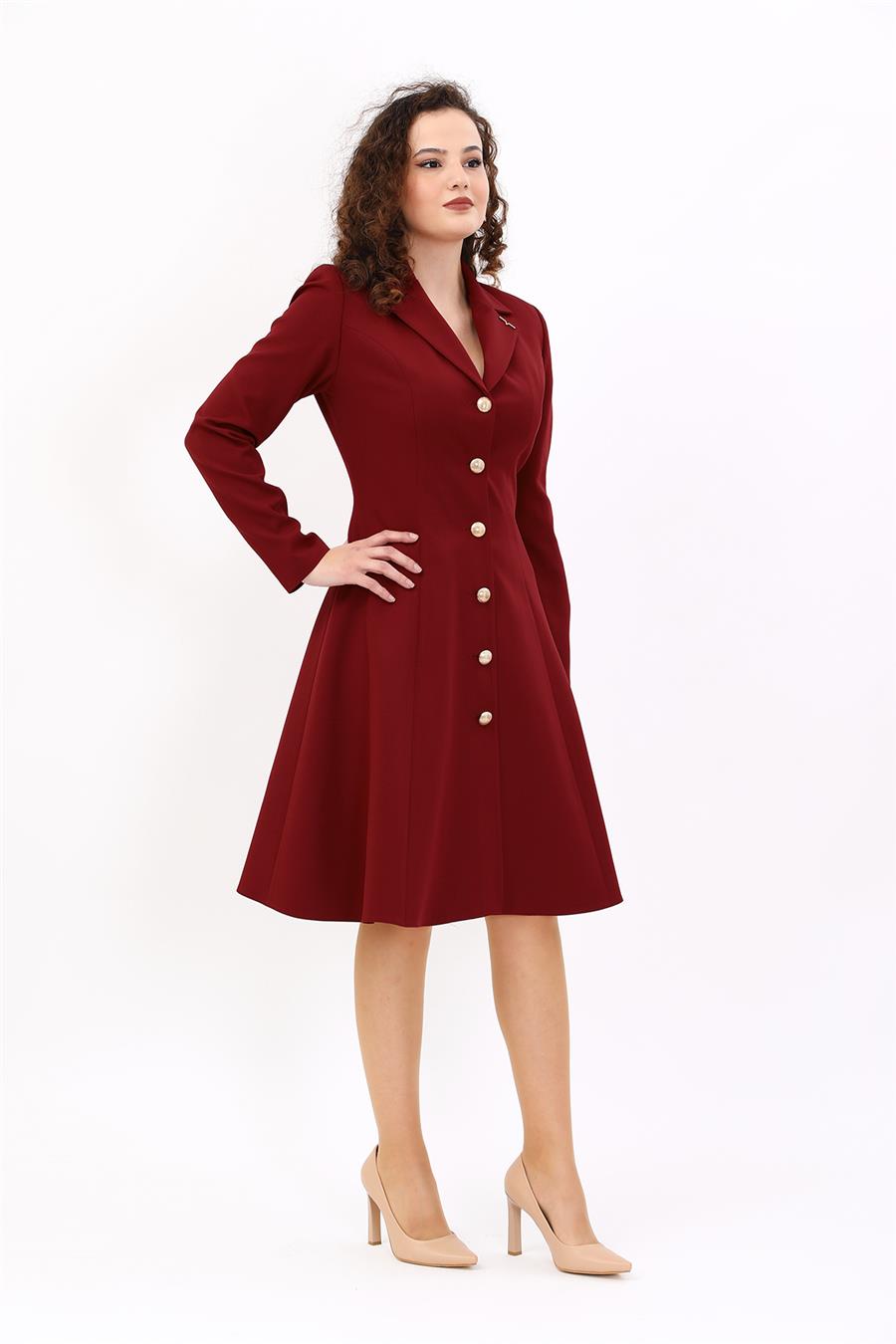 Prenses Elbise-Bordo - 9031100