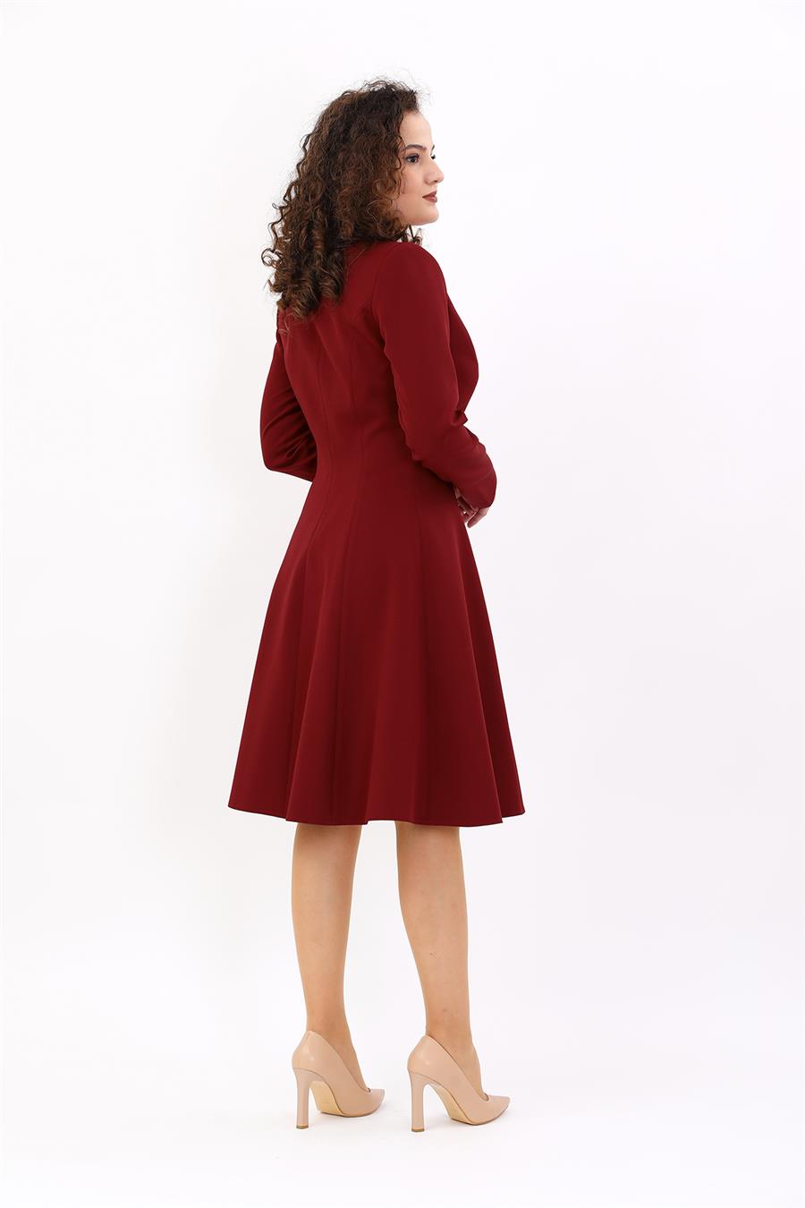 Prenses Elbise-Bordo - 9031100